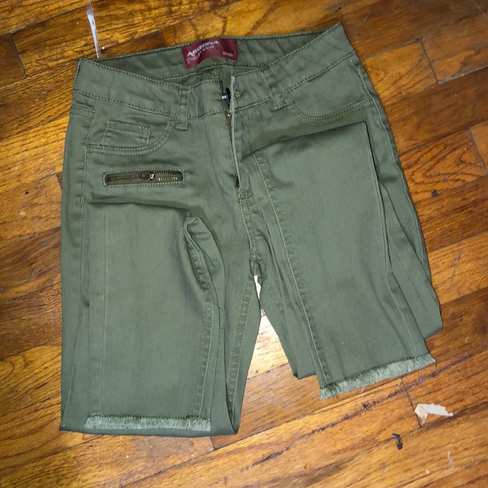 Army green Arizona skinny jeans